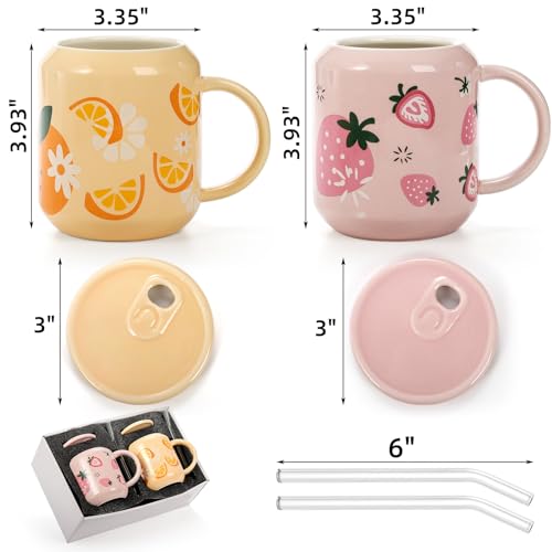 Noamus Ceramic Fruit Pattern Coffee Mugs, 13 Oz