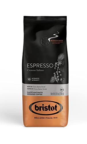 Bristot Italian Espresso Ground Coffee | Medium Roast | 8.8oz/250g