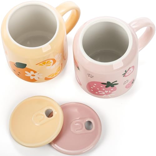 Noamus Ceramic Fruit Pattern Coffee Mugs, 13 Oz