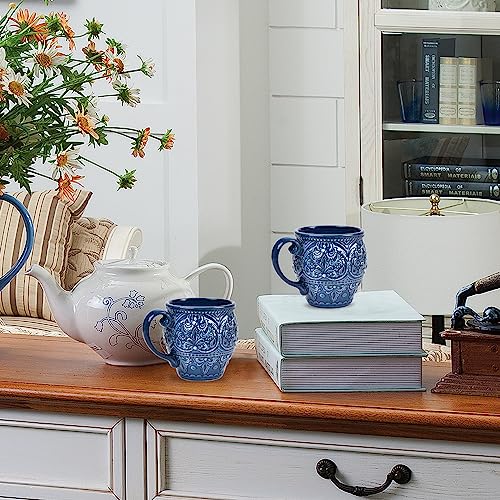 Baroque Style Stoneware Coffee Mugs Set of 2