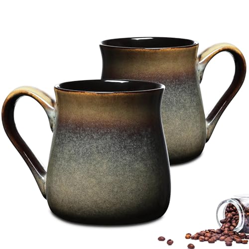 Handmade Chestnut Brown Ceramics Coffee Mugs, 18 Oz