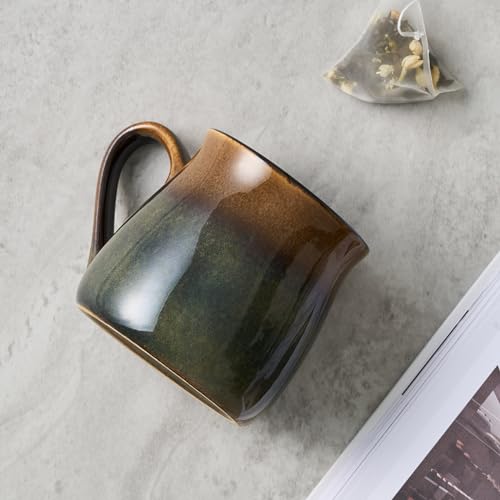 Handmade Chestnut Brown Ceramics Coffee Mugs, 18 Oz