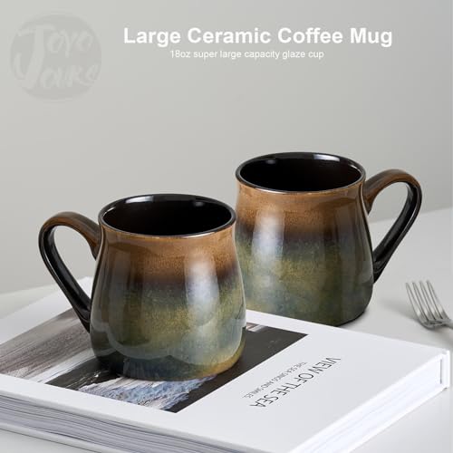 Handmade Chestnut Brown Ceramics Coffee Mugs, 18 Oz