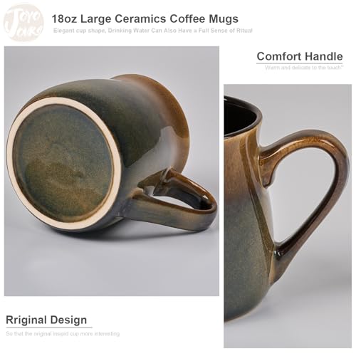 Handmade Chestnut Brown Ceramics Coffee Mugs, 18 Oz