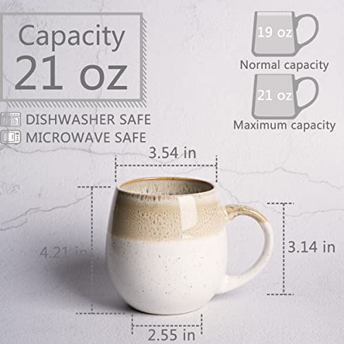 Bosmarlin Large Ceramic Coffee Mug, 21 Oz, Dishwasher/Microwave Safe