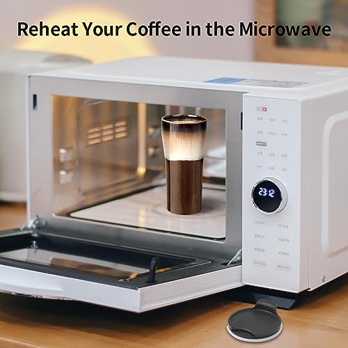 15oz Double Wall Ceramic Travel Coffee Mug with Lid