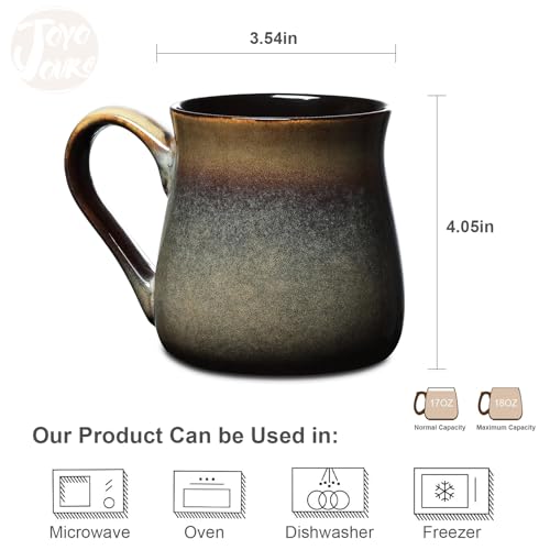 Handmade Chestnut Brown Ceramics Coffee Mugs, 18 Oz