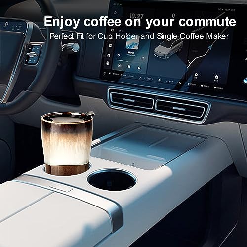 15oz Double Wall Ceramic Travel Coffee Mug with Lid