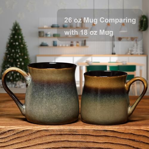 Handmade Chestnut Brown Ceramics Coffee Mugs, 18 Oz