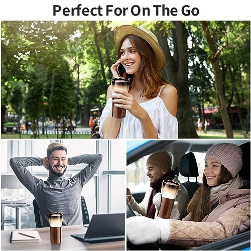 15oz Double Wall Ceramic Travel Coffee Mug with Lid