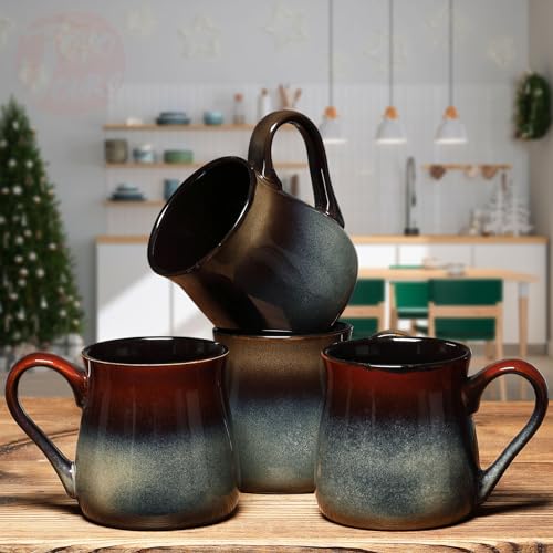 Handmade Chestnut Brown Ceramics Coffee Mugs, 18 Oz