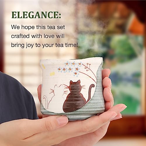 Handmade Kutani Yaki Cat Mug - Japanese Pottery