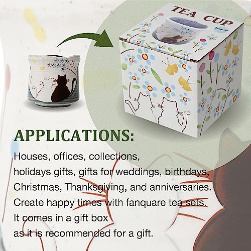 Handmade Kutani Yaki Cat Mug - Japanese Pottery