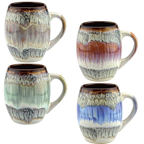 Large Glazed Ceramic Coffee Mug Set - Modern Kitchen Decor