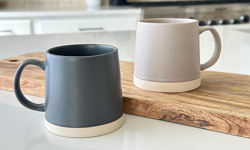 HANDCRAFTED Set of 2 Large Stoneware Coffee Mugs