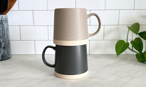 HANDCRAFTED Set of 2 Large Stoneware Coffee Mugs