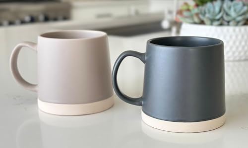 HANDCRAFTED Set of 2 Large Stoneware Coffee Mugs