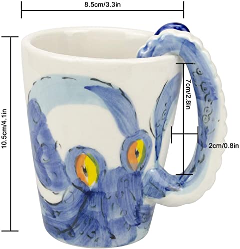 Hand Painted Octopus Style Ceramic Coffee Mug Cup