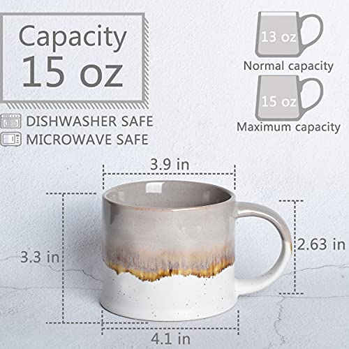 Bosmarlin Medium Ceramic Mug Set, 15oz, Grey (2)