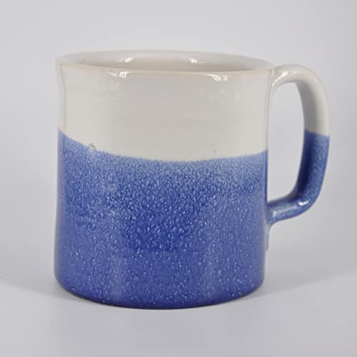 Handmade Ceramic Coffee Mug White Blue 14oz SnowSwept
