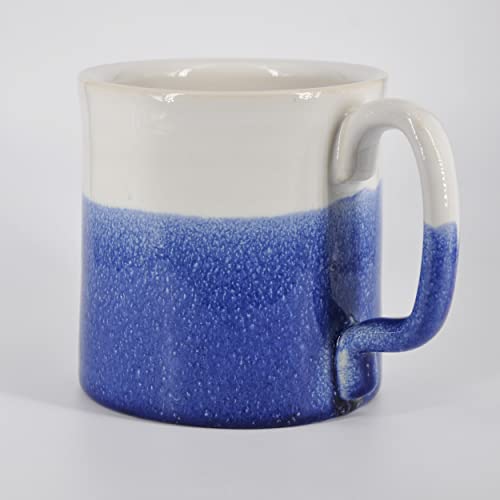 Handmade Ceramic Coffee Mug White Blue 14oz SnowSwept