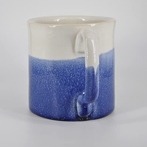 Handmade Ceramic Coffee Mug White Blue 14oz SnowSwept