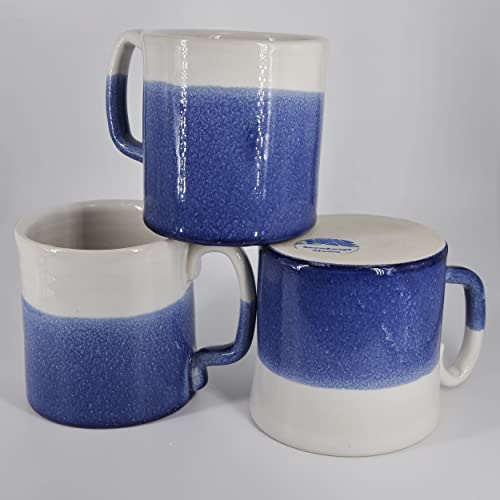 Handmade Ceramic Coffee Mug White Blue 14oz SnowSwept
