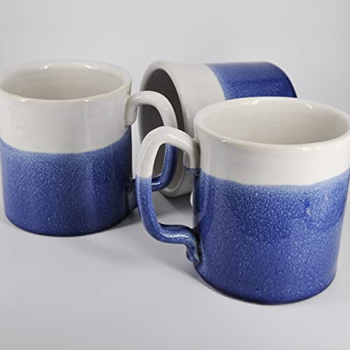 Handmade Ceramic Coffee Mug White Blue 14oz SnowSwept