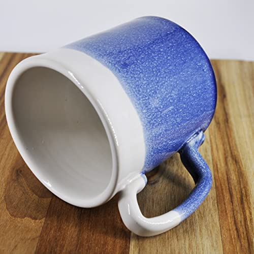Handmade Ceramic Coffee Mug White Blue 14oz SnowSwept