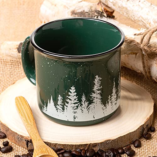 Forest Landscape Ceramic Coffee Mug - Rustic Campfire Mug