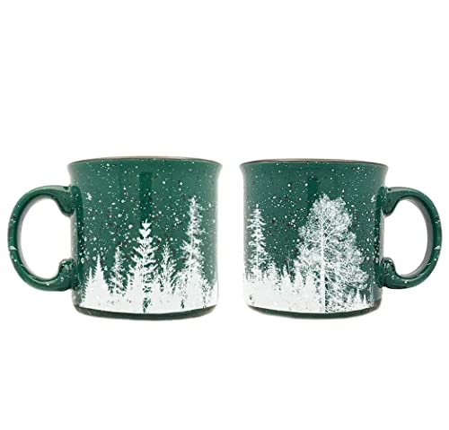 Forest Landscape Ceramic Coffee Mug - Rustic Campfire Mug