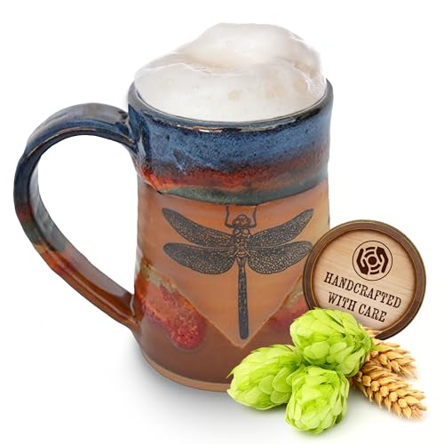 Dragonfly tankard in Azulscape glaze - Handmade ceramic mug