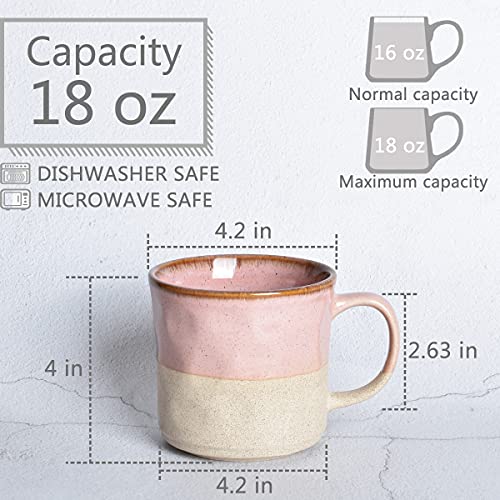 Bosmarlin Pink Ceramic Mug, 18 Oz, Office/Home Cup