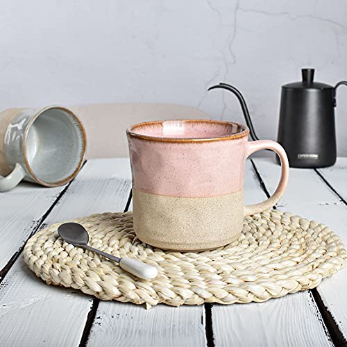 Bosmarlin Pink Ceramic Mug, 18 Oz, Office/Home Cup