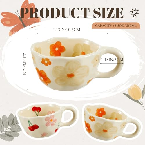 Vesici 2 Pcs Ceramic Floral Coffee Mug Set