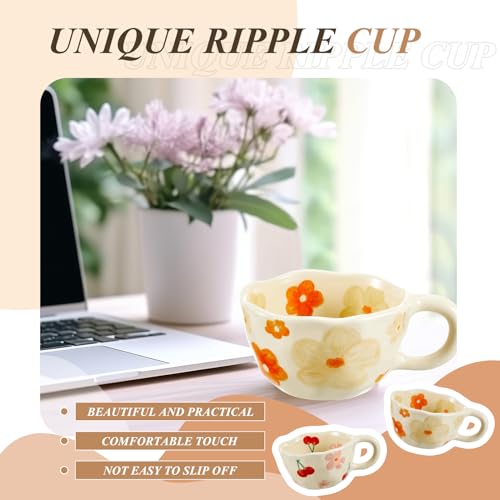 Vesici 2 Pcs Ceramic Floral Coffee Mug Set