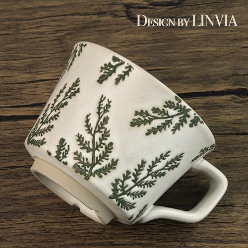 Set of 4 Ceramic Coffee Mugs, 12 oz, Unique Butterfly Design
