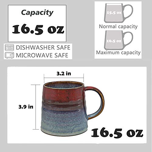 Handmade Red Ceramic Coffee Mug, 16.5 Oz