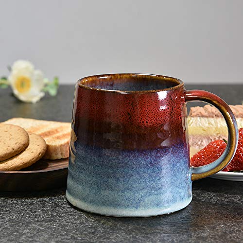 Handmade Red Ceramic Coffee Mug, 16.5 Oz