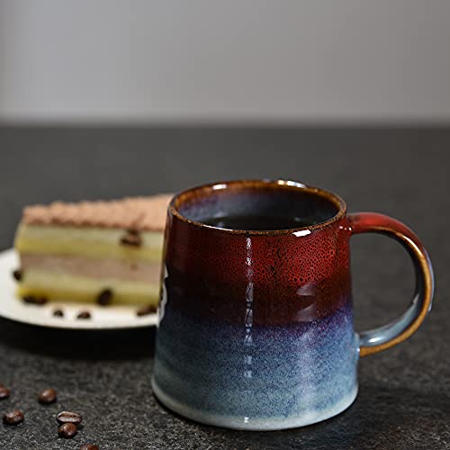 Handmade Red Ceramic Coffee Mug, 16.5 Oz
