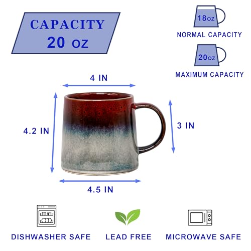 Garnome 20 oz Handmade Ceramic Coffee Mug - Ink Red