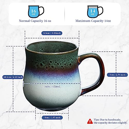 Large Handmade Ceramic Coffee Mug with Big Handle