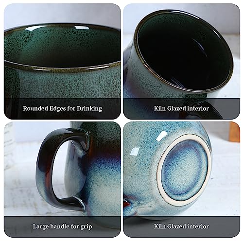 Large Handmade Ceramic Coffee Mug with Big Handle