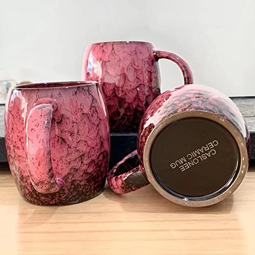 CASLONEE 16 oz Ceramic Glaze Coffee Mug - Red