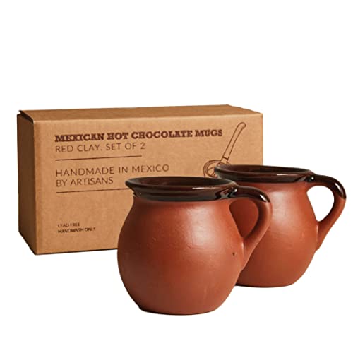Handmade Mexican Clay Coffee Mugs with Cocoa Set