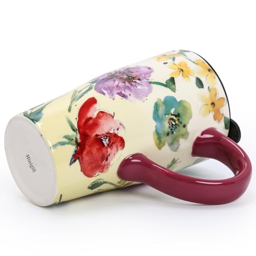 Handmade Ceramic Flower Travel Mug, 16oz, Colorful