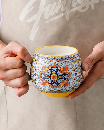 Bohemian Style Porcelain Coffee Mugs - Set of 6