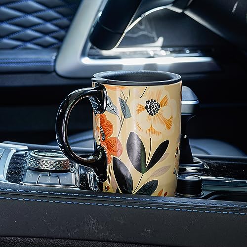 Topadorn Ceramic Travel Mug with Lid, Handle 17oz