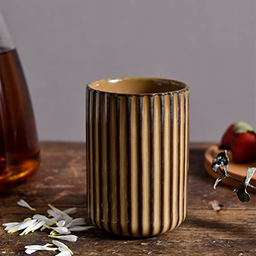 LIFKOME Ceramic Coffee Mug Chinese/Japanese Style Vintage Stripe