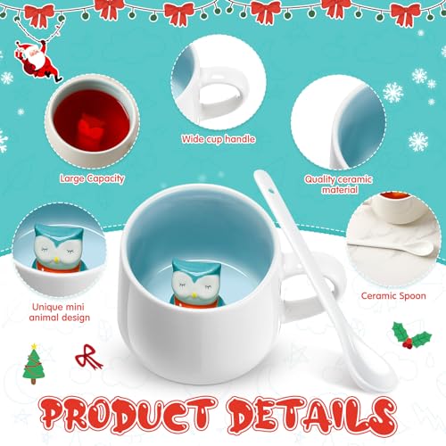 Cute Cartoon Animal Coffee Mug Set with Spoon